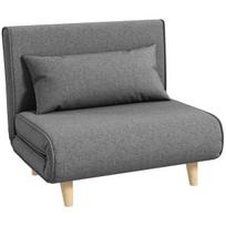 Vienvietė sofa-lova, reguliuojamas atlošas, pilka, 95x95x80 cm