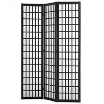 Kambario pertvara, 3 dalių japoniška sulankstoma privatumo užuolaida, 120,5x170x1,9 cm, juoda, mediena