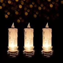 LED žvakių komplektas su blizgučiais, 3vnt