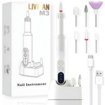 LIVMAN M3 manikiūrui ir pedikiūrui su belaidžio įkrovimo funkcija ir 6 skirtingais antgaliais, 0,5W, 18 000 apsisukimų per minutę
