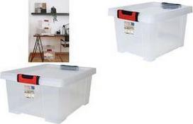 EDA Aufbewahrungsbox CLiPSTOCK, 5 Liter, PP, transparent mit Deckel, Soft-Touch Griffe in schwarz/rot, sehr robust, - 1 Stück (010446)