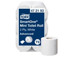 Tualetinis popierius Tork Smart One Mini T9 (472193), baltos spalvos, 2 sluoksniai, 620 lapelių, 111,6 m