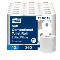 Tualetinis popierius rulonėliais Tork Premium Soft T4, (110219), baltos spalvos, 2 sluoksniai, 50.4 m, 360 lapeliai