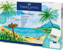 Akvareliniai dažai Faber-Castell Creative Studio, 12 spalvų + teptukas