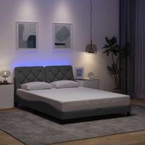 vidaXL Lovos rėmas su LED be čiužinio, šviesiai pilkas, 140x190 cm