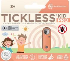 Ultragarsinis erkių atbaidymo prietaisas „Tickless Kid Pro“, persikų spalvos (USB)