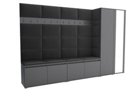 LUTON 5 prieškambario spinta 290×40×186 cm – praktiškas antracito ansamblis