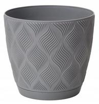 Antracito spalvos 13,7x14,8 cm ECO plastikinis vazonas su pagrindu Flow Petit