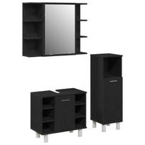 vidaXL Vonios baldų rinkinys su lentyna 3 pcs Juoda 30 x 30 x 99,5 cm