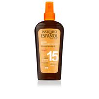 Instituto Español apsauginis aliejus nuo saulės, intensyvaus įdegio aliejinis purškiklis SPF15, atsparus vandeniui, su alaviju, 250 ml