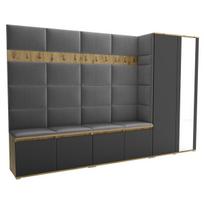 Luton 5 praktiškas prieškambario spintos komplektas – 290 x 40 x 186 cm, rustiška ruda
