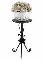Metalinis gėlių stovas juodas su rože 55 cm