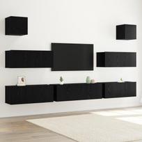 vidaXL TV spintelių komplektas 7 pcs Juodas ąžuolas 100 x 30 x 30 cm