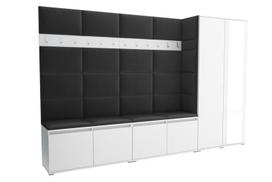 Luton 5 dalių praktiškas juodas prieškambario spintos komplektas – 290 x 186 cm