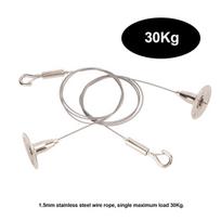 Linijos, 30kg Pakabinimo viela - Nerūdijančio plieno kabelio vielinis lynas su metaliniais kabliukais reklaminiams skydams, nuotraukų rėmeliams ir parodoms pakabinti.
