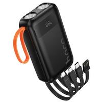 Hoco 10000 mAh 2A Power Bank with Built-in USB A, USB C, Lightning, and Micro USB Cables, and Dual LED Light – J151, Black