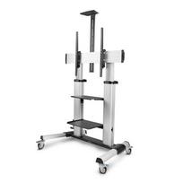 StarTech.com Rolling TV cart/stand on wheels for 60-100 inch flat screens up to 220 lb (100 kg), with height adjustment via hand crank, mobile/portable trolley mount