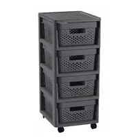 Curver Rolling chest of drawers with 4 perforated boxes, 11L, Infinity, 30x36x69cm, dark grey