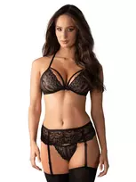 Obsessive 838-SEG 3 pcs Set Black - S/M