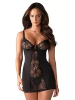Obsessive Heartina Chemise & Thong Black - L/XL