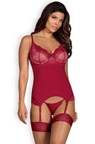 Obsessive Rosalyne Corset & Thong Red - S/M