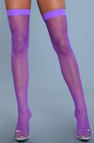 Nylon Fishnet Thigh Highs Purple - Onesize