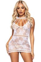 Lace Mini Dress With Cut-Outs White - Onesize
