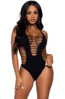 Racer Back Thong Bodysuit Black - Onesize