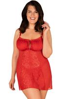 Obsessive Blossmina Chemise & Thong Red - 6XL/7XL