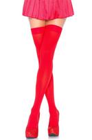 Leg Avenue Nylon Thigh Highs Red - Onesize