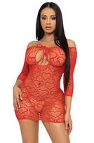 Leg Avenue Heart Net Mini Dress Red - Onesize