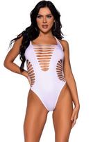 Racer Back Thong Bodysuit White - Onesize