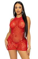 Rhinestone Halter Mini Dress Red - Onesize