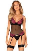 Obsessive Rosenty Corset & Thong - XL/XXL