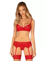 Obsessive Ingridia 3-pcs Set Red - XL/XXL
