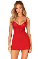 Obsessive Ingridia Chemise & Thong Red - XL/XXL