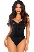 Sequin Boned Bodysuit Black - L
