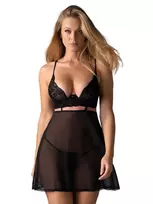 Obsessive Nutris Babydoll & Thong Black - M/L