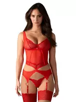 Obsessive Cupide Desir Corset & Thong Red - L/XL