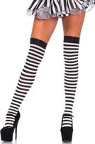 Striped Nylon Thigh Highs Black/White - Onesize
