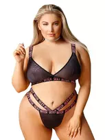 Sexy Bitch Bralette & Strappy Thong Panty Queen - Queensize