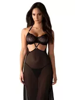 Obsessive Iliosa Chemise & Thong Black - L/XL