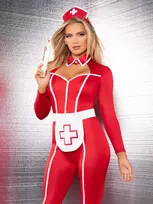 Hospital Heartbreaker Catsuit Red - L