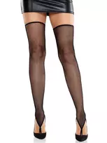 Fishnet Toe Loop Footless Thigh Highs Black - Onesize
