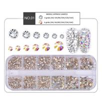 Nagų dailės papuošalų rinkinys High Silver Flat Diamond AB Water Diamond Shiny Diamond Long Bar Box 1440vnt.