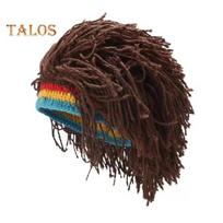 Naujas atvykimas Rasta perukas kepuraitė Unisex hip-hop pinta Cosplay vakarėlis Beanie kepurė Jamaika rankų darbo kepurė Reggae dredai Africa Roots perukas ruda
