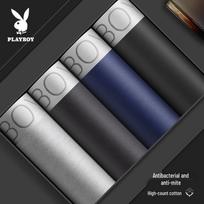 Playboy Men's Cotton Antibacterial Boxer Briefs Multi-pack XL tamsiai pilka spalva