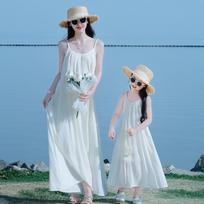 Dopamine Mother-Daughter Chiffon Beach Dress for Summer Seaside Vacation in Hainan Sanya Child 110cm
