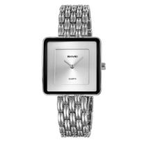 SKMEI Watch Women Business Light Luxury Brand Middle Eastern Style Simple Waterproof Square Ladies Fashion Quartz Clock Watches sidabras/balta