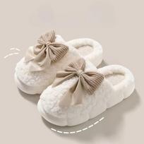 Ladies' Home Anti Slip Warm and Cute Plush Bow Bag with Cotton Mop 36-37 balta